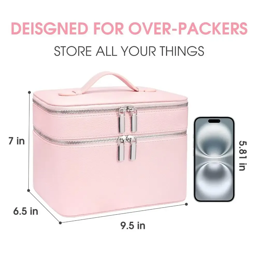 sac de rangement en pu pour cosmétiques, grande capacité, motif esthétique, trousse de toilette étanche en pu pour voyage