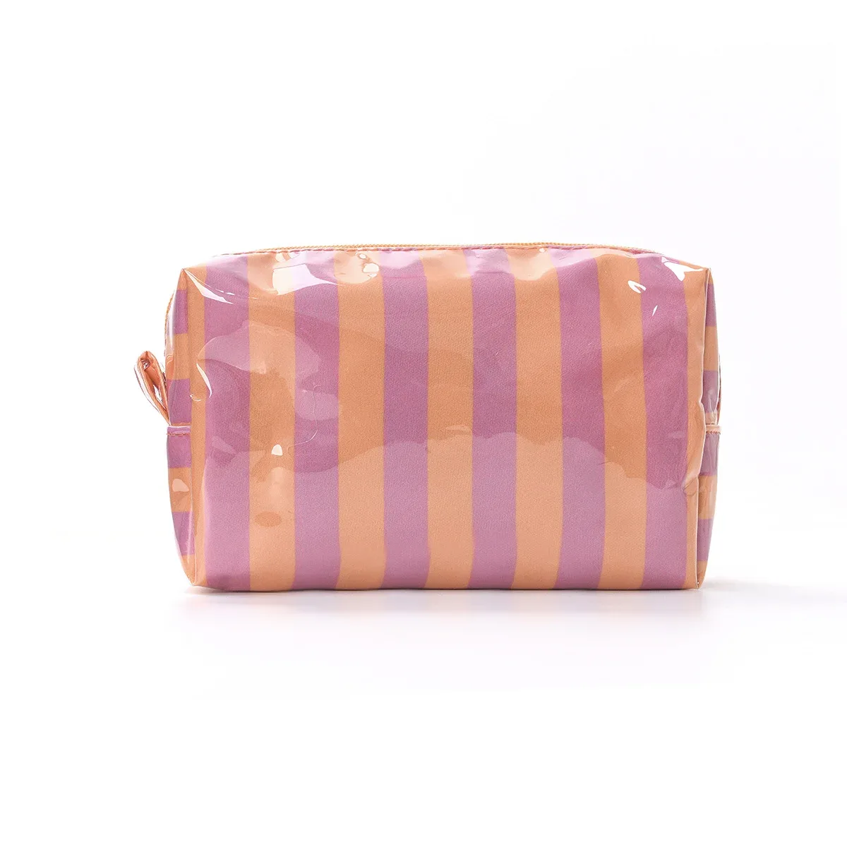 fh trousse de maquillage grande capacité bicolore, sac de rangement cosmétique portable de voyage, sac de rangement rayé, haute valeur esthétique