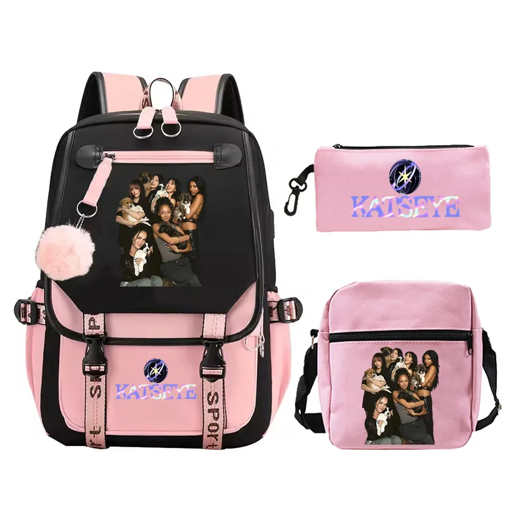 sac à dos katseye, ensemble de 3 pièces, sacs d'école pour étudiants, sac à dos de voyage pour adolescents, sac à dos de grande capacité pour femmes et hommes, sac à dos pour ordinateur portable