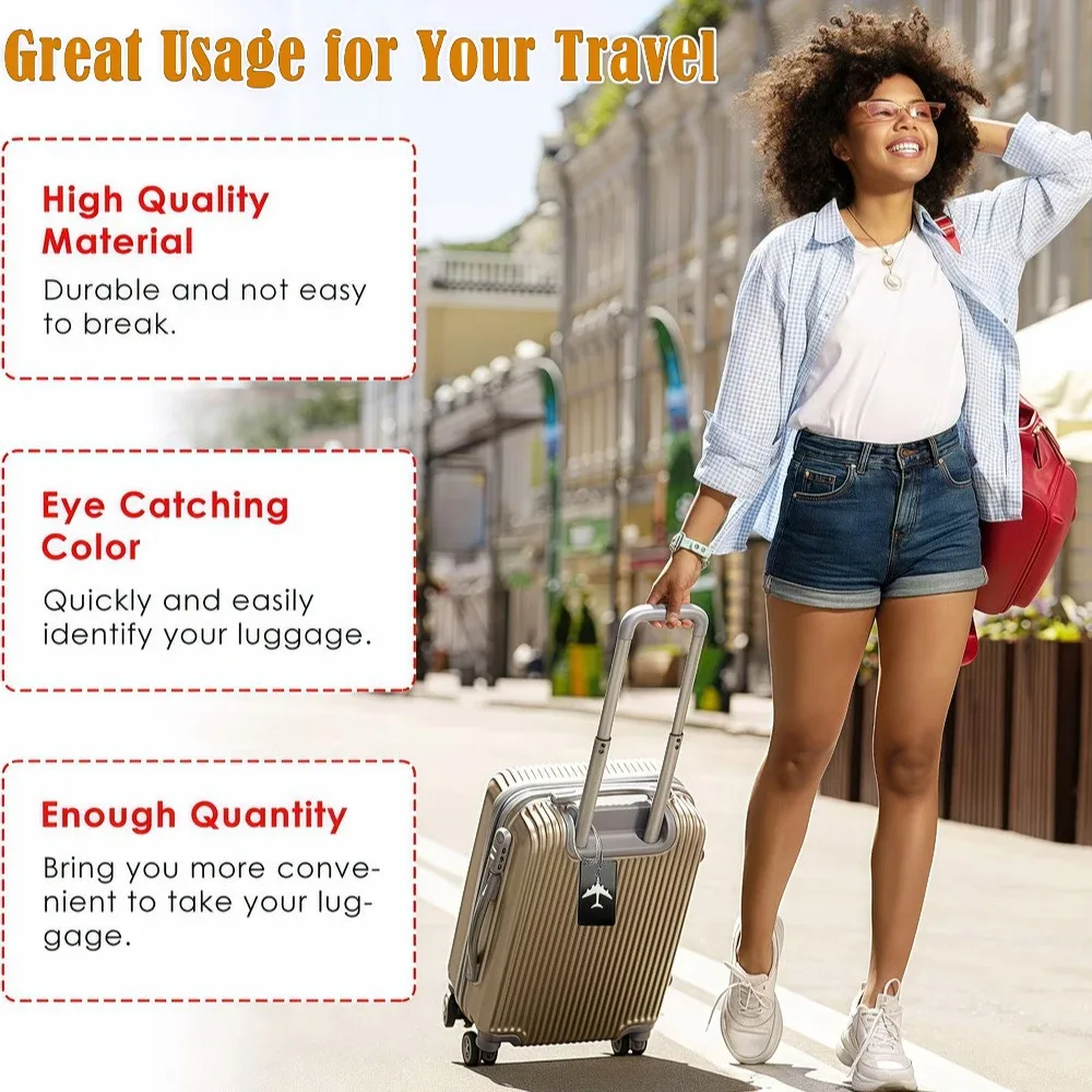 étiquette bagage métallique avion vert blanc orange kaki rose gris rouge argent violet bleu voyage identification