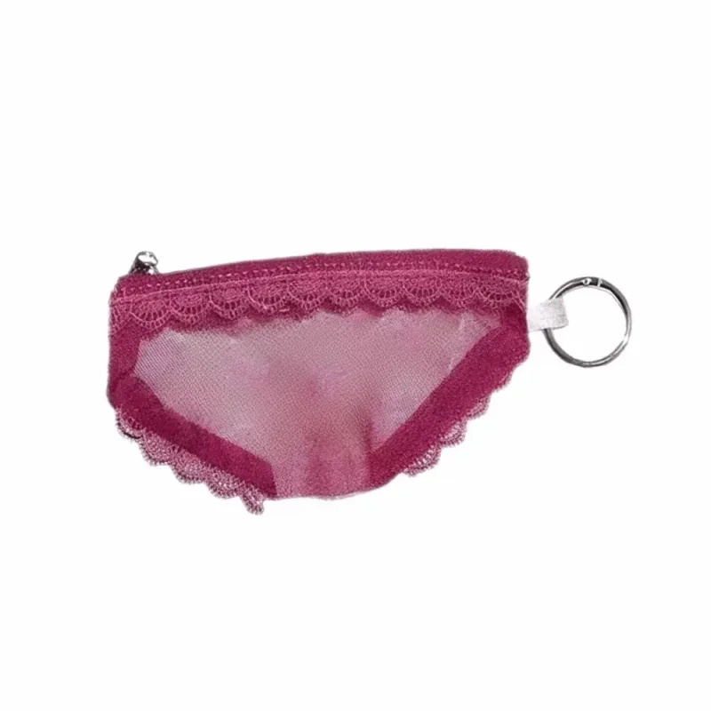 pochette de maquillage transparente en dentelle et maille à imprimé cœur coquette, en forme de culotte, mini sac de voyage portable, pochette de rangement pour maquillage, portefeuille.