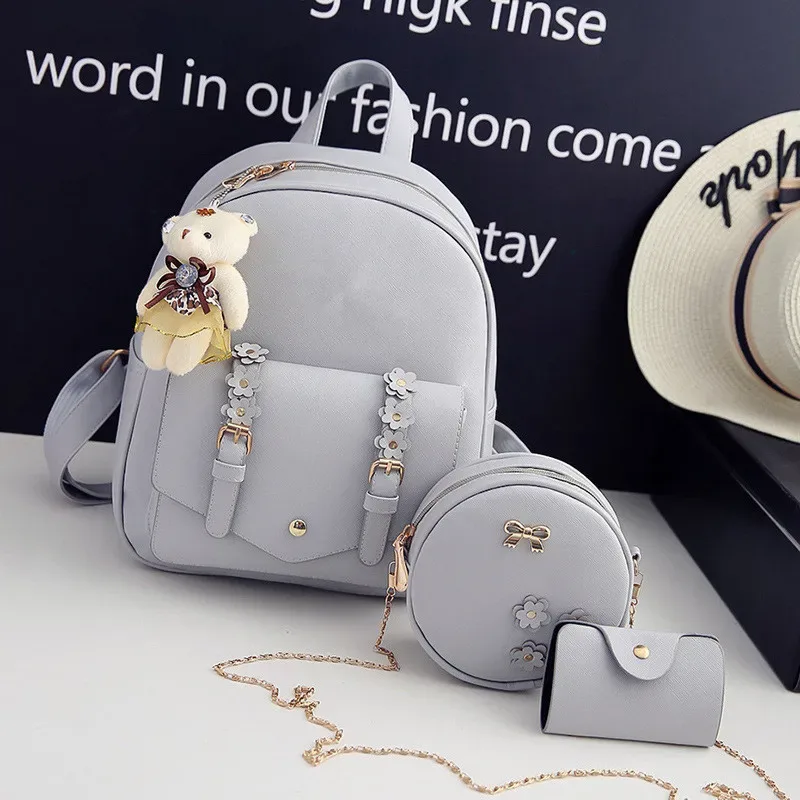 sac dos cuir synthétique gris motif géométrique relief bandoulière amovible porte-monnaie inclus voyage femme