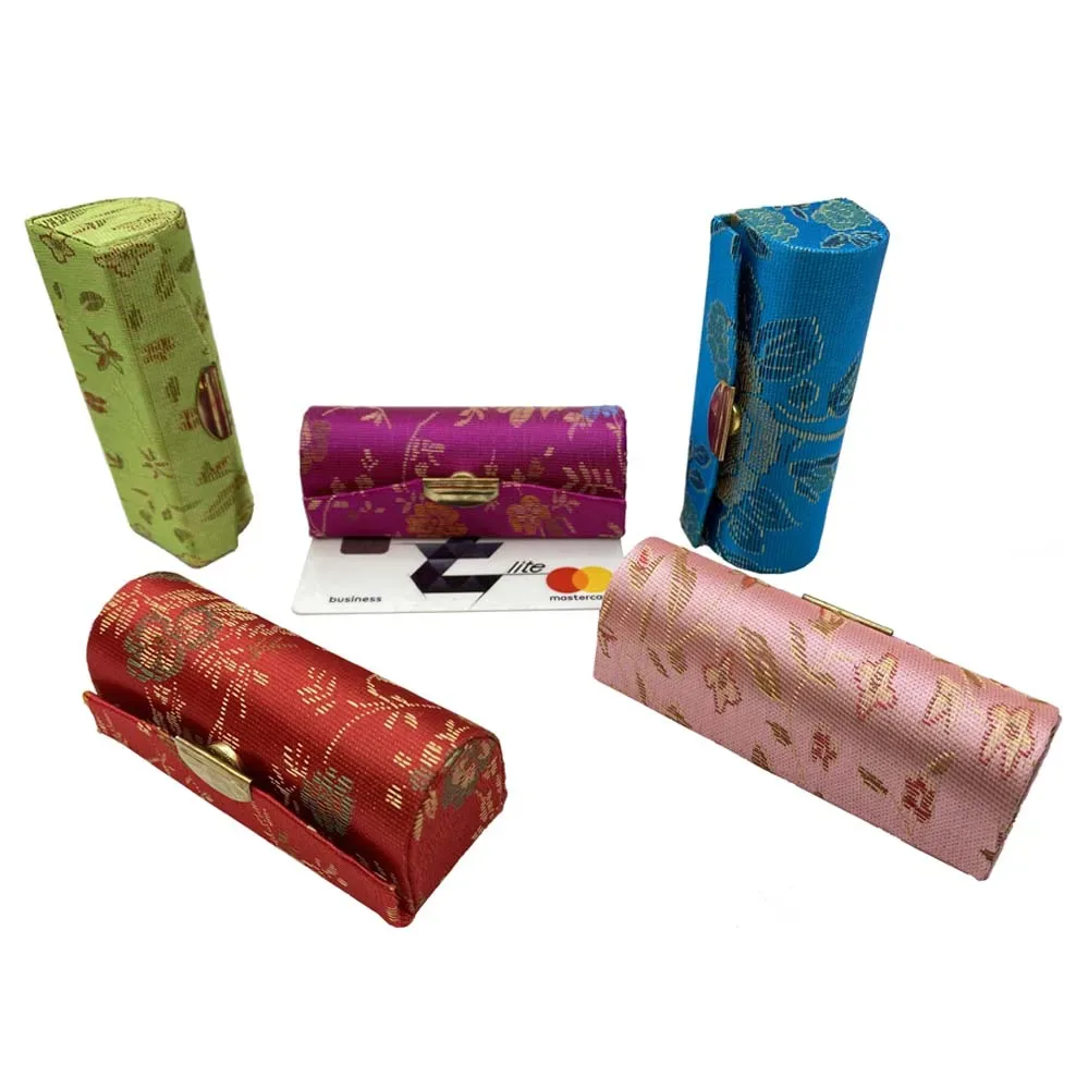 étui à rouge à lèvres en jacquard à fleurs, boîte à bijoux unique, étui de rangement de brillant à lèvres, sacs à cosmétiques avec miroir, boîte de rangement de maquillage pour femmes