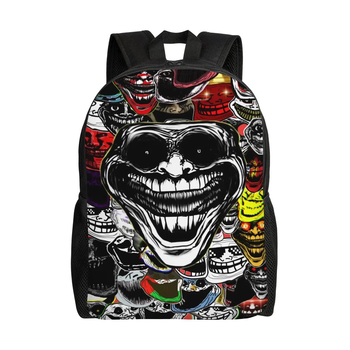 sac à dos personnalisé trollface amusant pour ordinateur portable, sac à dos basique pour femmes et hommes, sac à dos pour l'école, le collège, l'université, sac de dessin animé