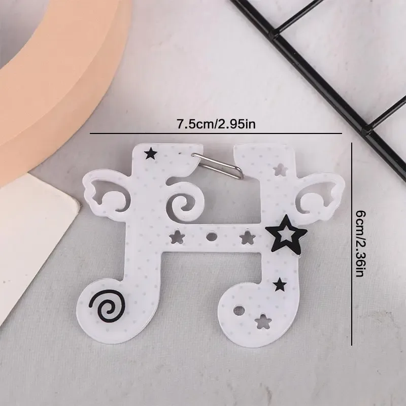 kawaii noir blanc notes illustration bibelots porte-clés sac breloques acrylique pendentif mousqueton sac à dos pendentif décoration cadeaux