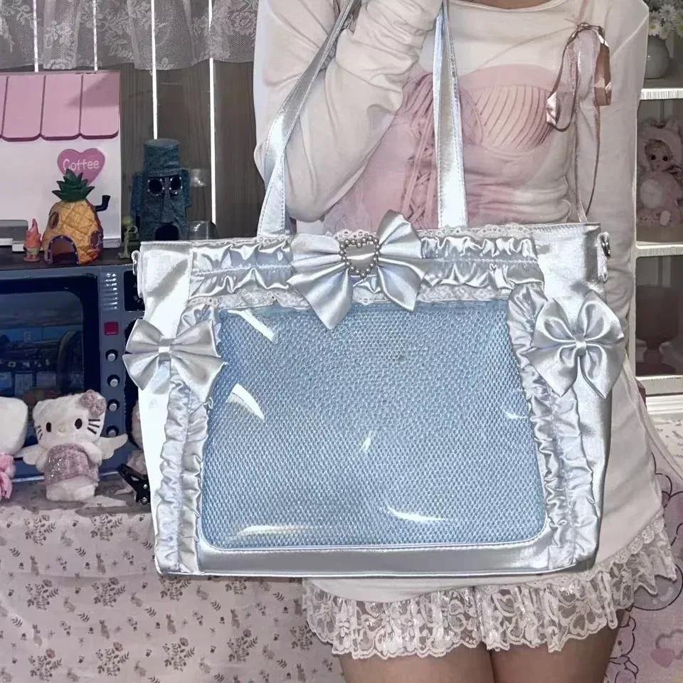 y2k mignon japonais ins ita sac lolita fille fourre-tout transparent sac à bandoulière grande capacité sac à bandoulière décontracté bricolage affichage sacs à main