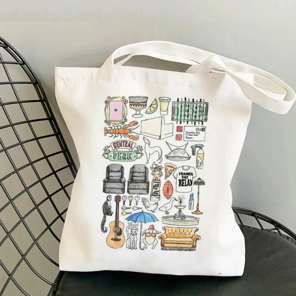 mode amis émission de télévision inspiré toile sac fourre-tout femmes décontracté style de rue harajuku shopper sac à main usage quotidien idée cadeau