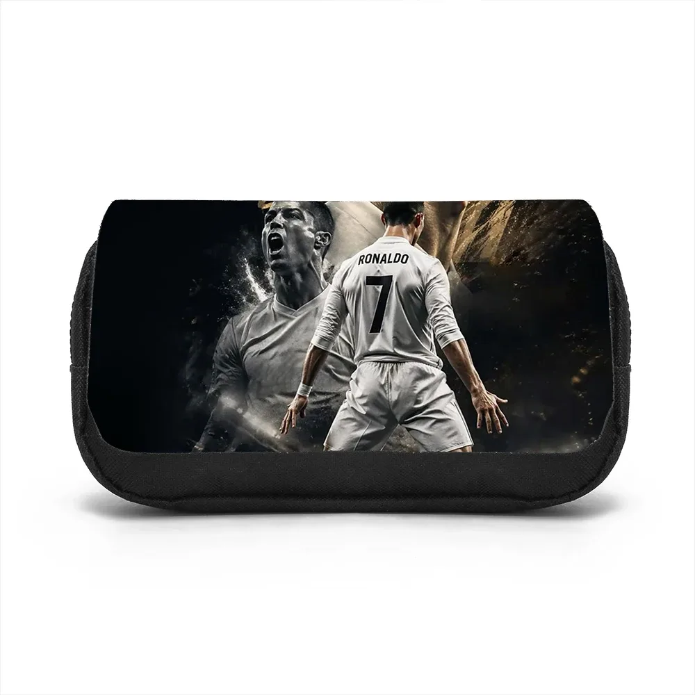 sac de rangement de papeterie grande capacité, double compartiment, pour étudiants, motif ronaldo, étoile du football, pour l'école et les voyages