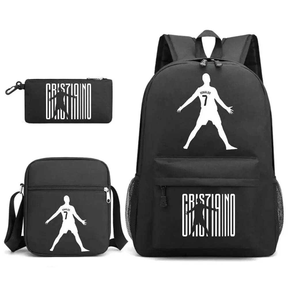 sacs à dos de voyage et d'extérieur imprimés cr7 pour femmes et filles, avec sacs à déjeuner, légers, pour adolescents, sac à dos pour ordinateur portable