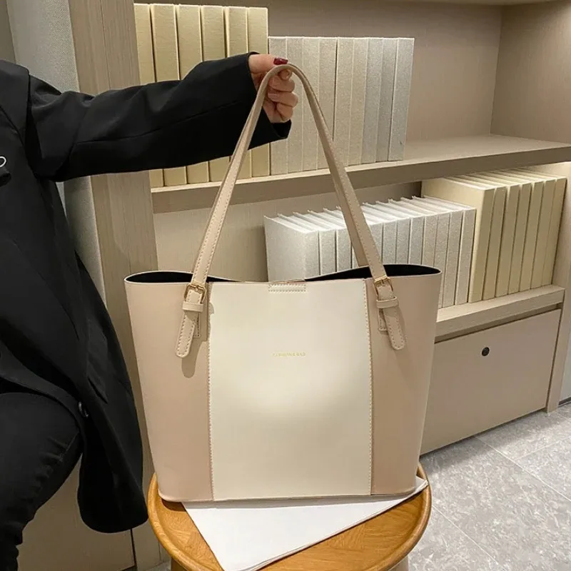 sac fourre-tout minimaliste avec pochette intérieure amovible, quincaire dorée, grande capacité, sac à bandoulière pour femme, sac à main pour le travail et les trajets quotidiens