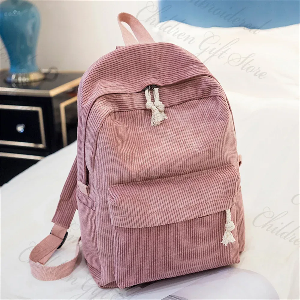 sac à dos personnalisé pour lycéen, avec nom brodé, sac à livres en velours côtelé pour adolescent, grands sacs de voyage personnalisés