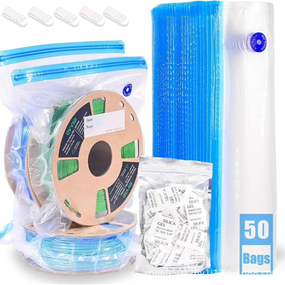 Sacs de rangement sous vide pour filament d'imprimante 3D, hermétiques, anti-humidité, anti-poussière, réutilisables, avec valve unidirectionnelle, consommables d'impression 3D