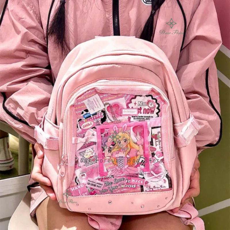 y2k mignon mini sac à dos femmes kawaii ita sac doux fille sac à dos transparent bricolage personnalité affichage sac à dos lolita sac à bandoulière