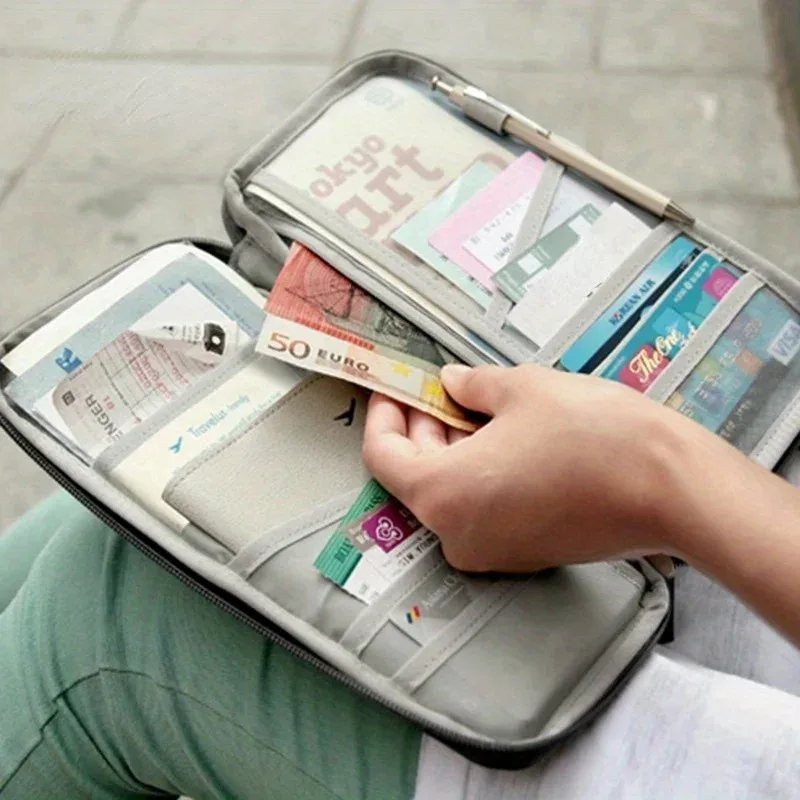 portefeuille de voyage pour passeport, porte-carte de crédit, organisateur, porte-monnaie, sac à documents, sac à main multifonction, sac de voyage, pochette de rangement