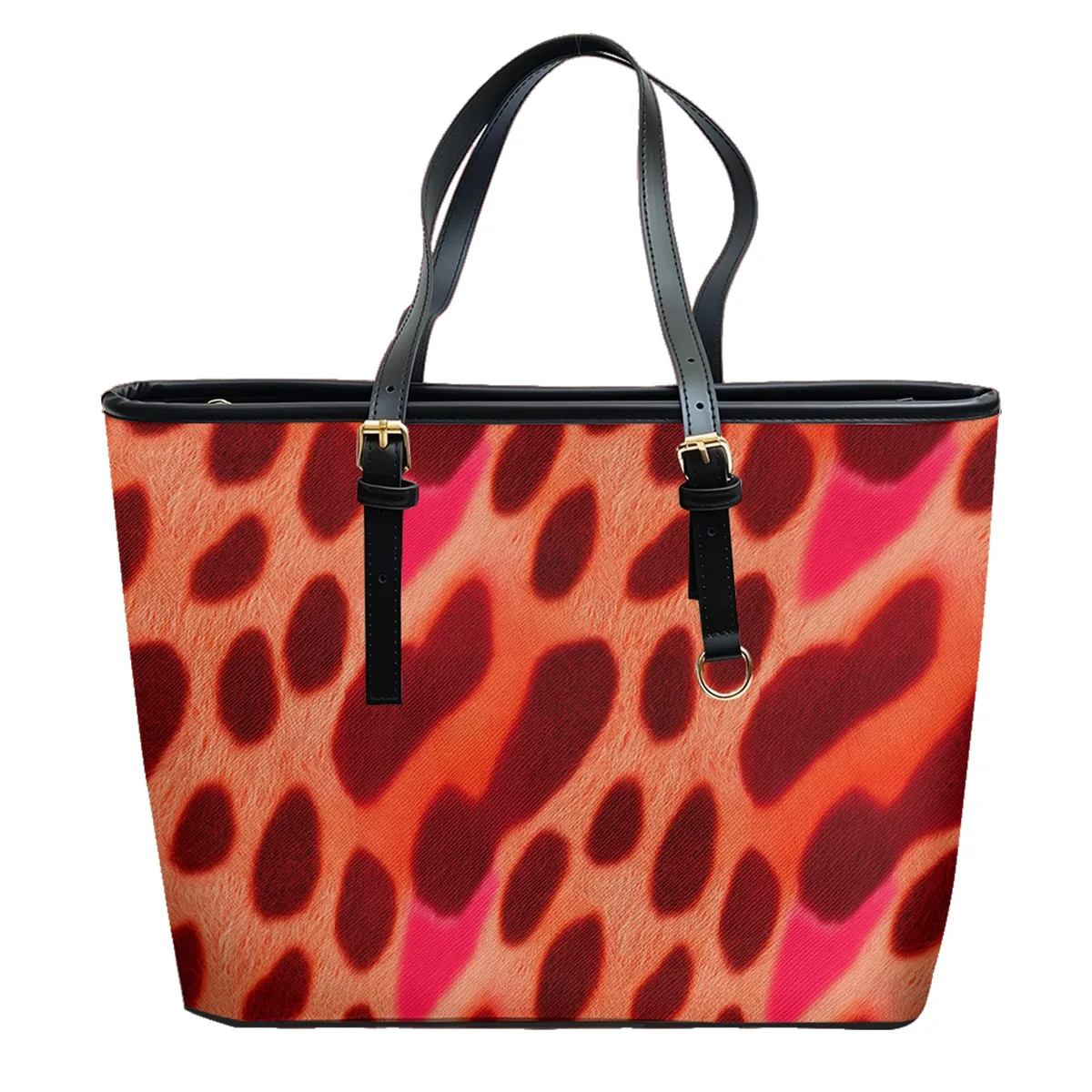 sac voyage polochon oxford université motif géométrique taches marron fond noir décontracté polyvalent week end