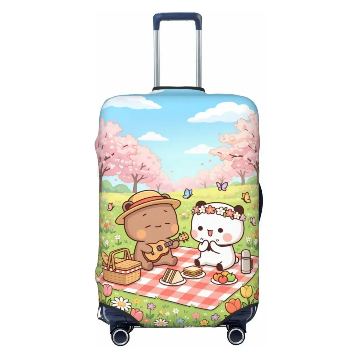 housse de valise panda bears bubu et dudu, protection professionnelle pour les voyages, étui à bagages pratique