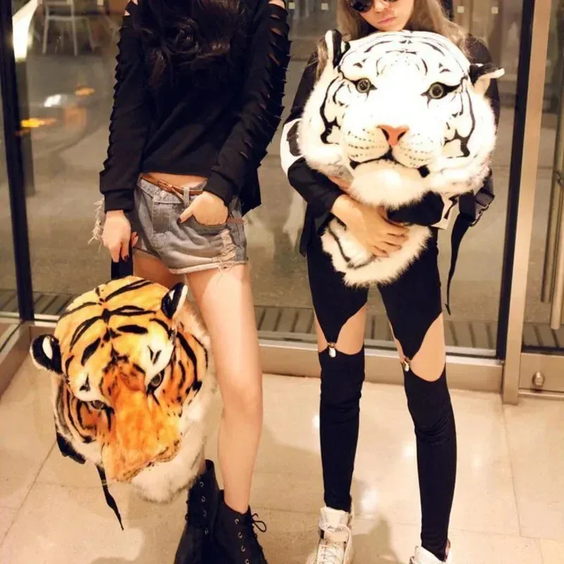 gd tiger head sac à bandoulière 2025 lion sac à dos street trend personnalité drôle star même grande capacité couple sac de voyage unisexe
