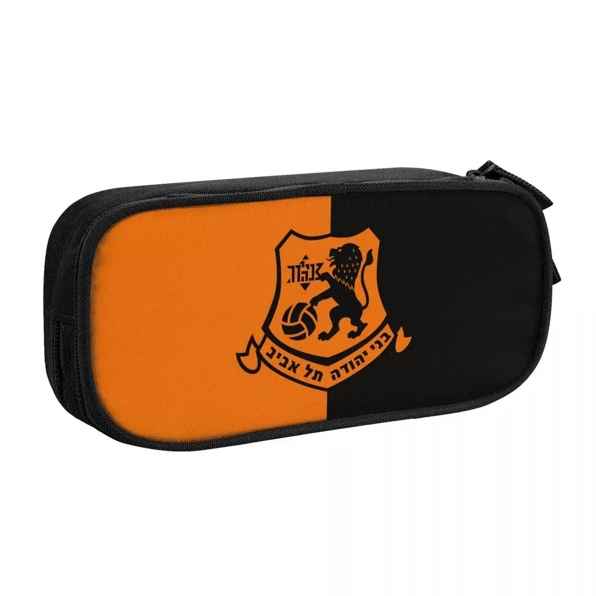 pochette rangement polyester motif lion lettre hébraïque orange noire voyage fournitures scolaires cosmétiques organise stockage grande capacité multiusage