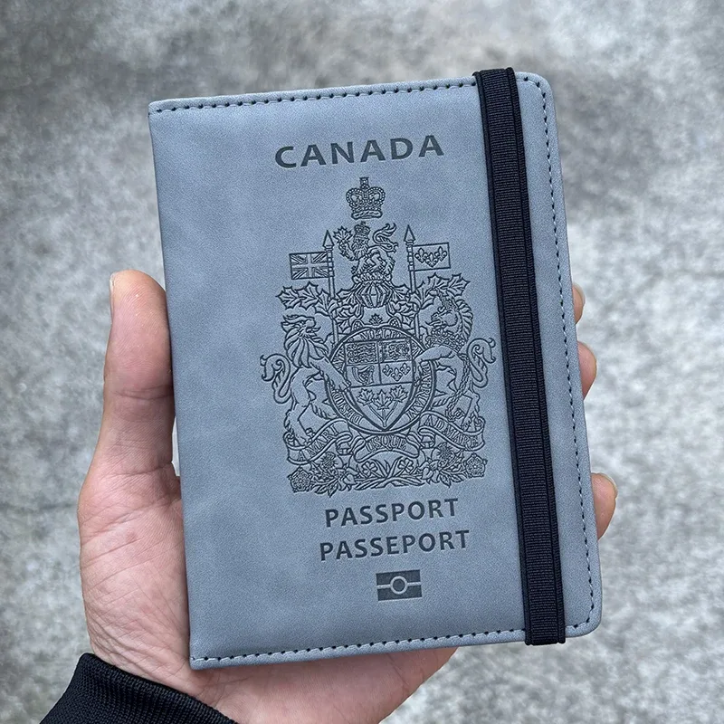 porte-passeport organisateur intérieur rose clair bande noire blason canada texte voyage rfid accessoires voyage