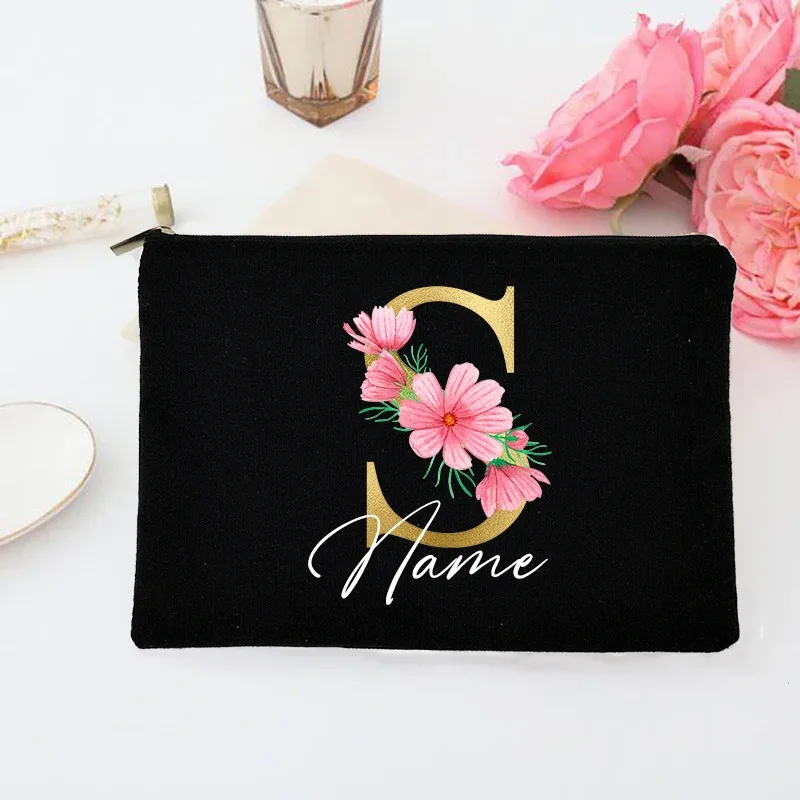 pochette de maquillage personnalisée avec initiales et nom, trousse de toilette de mariée, pochette de toilette monogramme, cadeaux de mariage pour demoiselle d'honneur