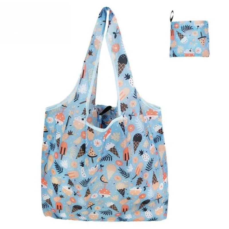 sac de courses pliable en nylon de taille moyenne, sac à main léger et imperméable à porter à l'épaule, sac fourre-tout réutilisable et écologique