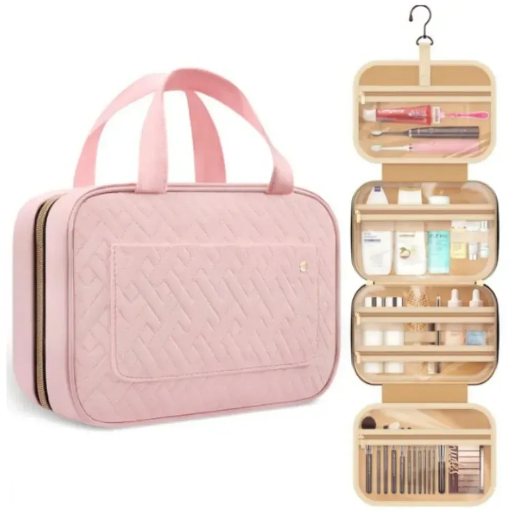 sac de maquillage pliable à la mode, sac à main cosmétique suspendu étanche, kit de beauté de grande capacité, sac de voyage
