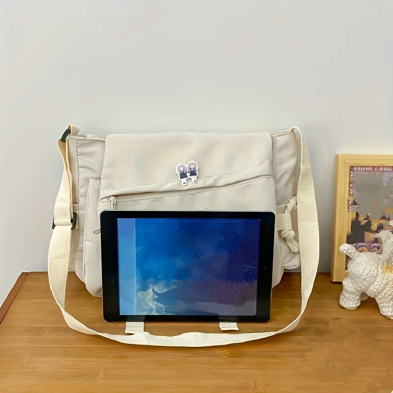 sac messager en nylon pour hommes, sac à bandoulière tendance pour hommes, sac d'école pour étudiants, sacs à bandoulière de couleur unie pour hommes