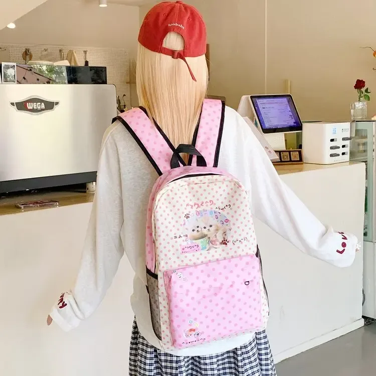 Sac à dos ours de dessin animé mignon, grande capacité, en nylon résistant à l'usure, sac d'école pour étudiants, sac à dos décontracté multi-compartiments pour les voyages et les trajets quotidiens