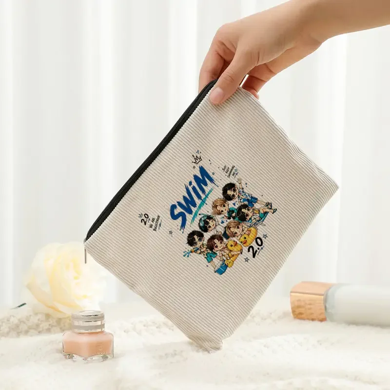 trousse de toilette multifonctionnelle en velours côtelé arirang 2.0 world tour 2026 avec fermeture éclair, sac de rangement léger, cadeau pour fans k-pop