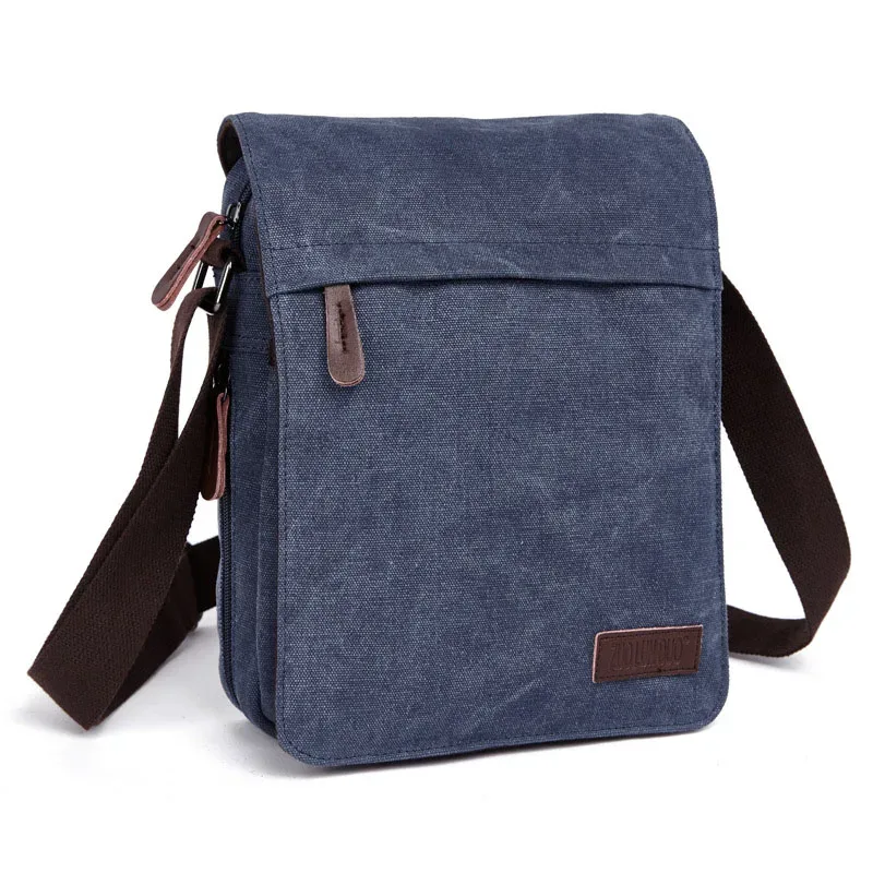 sac à bandoulière décontracté pour homme, sac messager vintage en toile unie, sacoche tendance pour téléphone portable, sacoche bandoulière pour homme