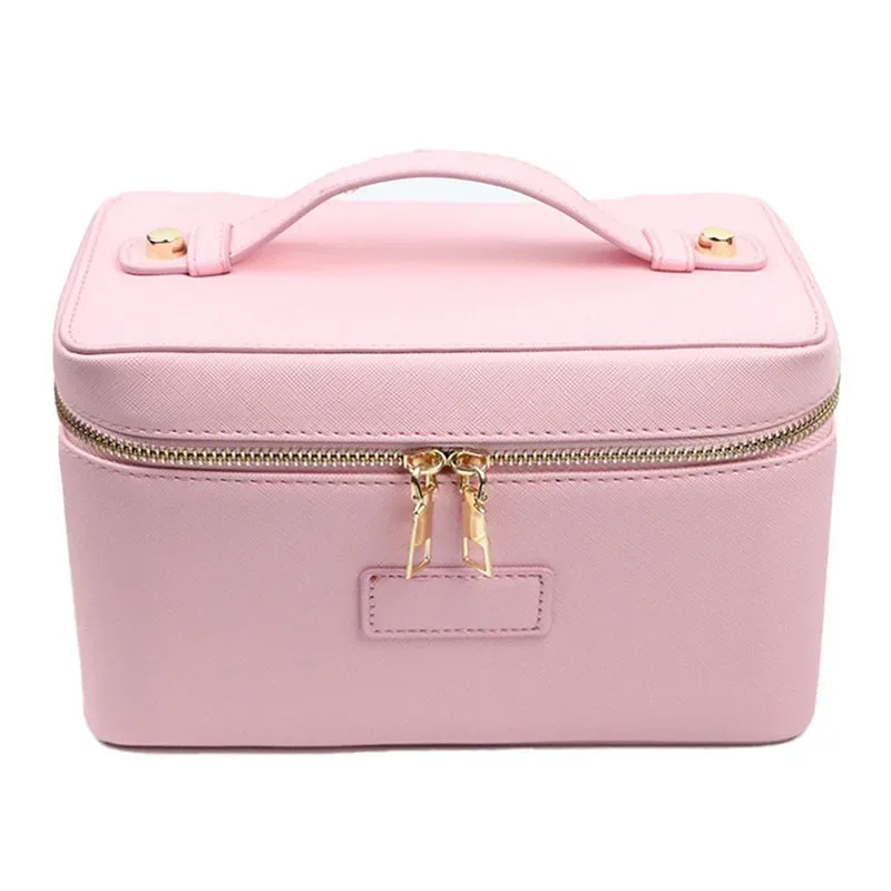 trousse de toilette de voyage personnalisable en cuir saffiano pour femme, sac de rangement portable suspendu pour maquillage et cosmétiques