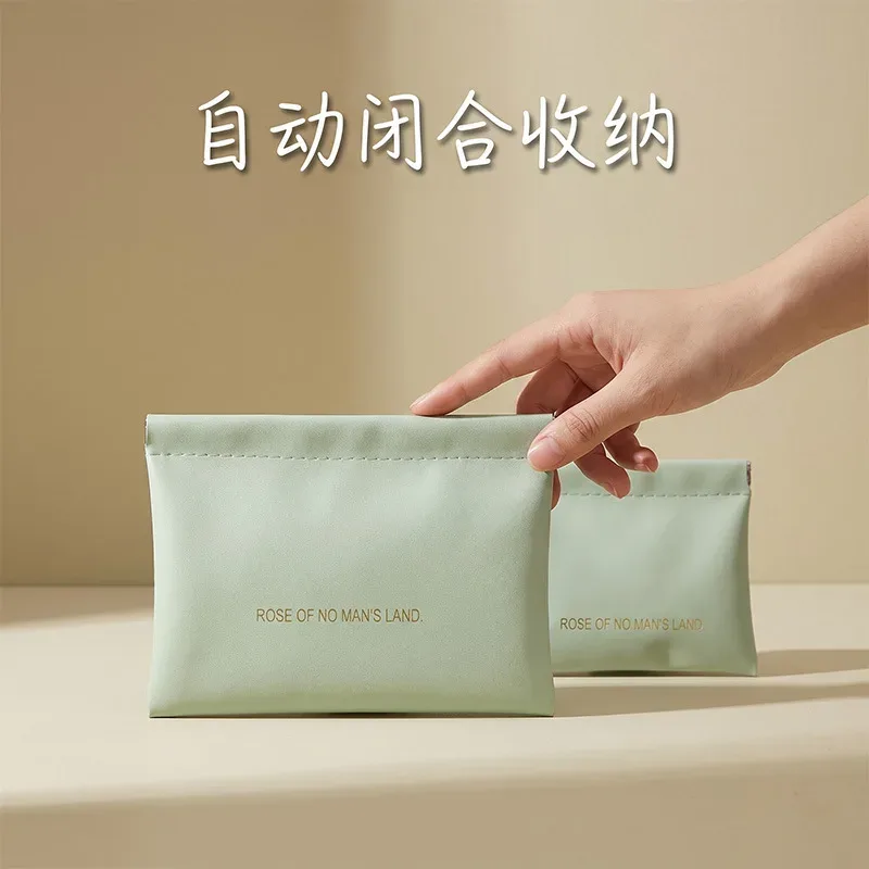 pochette de rangement en pu à fermeture automatique, mini organisateur d'écouteurs et de câbles, porte-monnaie portable, petit sac de rangement pour cosmétiques et rouges à lèvres