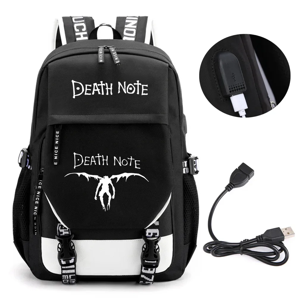 anime death note sac à dos école livre sacs mochila voyage usb port sac ordinateur portable garçon filles cadeau
