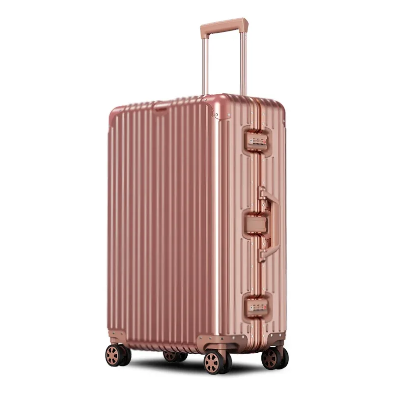 valise aluminium silencieuses toupies poignée confortable 360 degres roues cadre renforce traction alliage élégante voyage grande taille