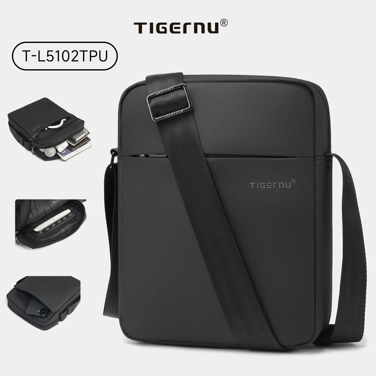 tigernu nouveaux hommes sac de messager de haute qualité sac à bandoulière étanche pour hommes voyage d'affaires sac à bandoulière mâle mini sac