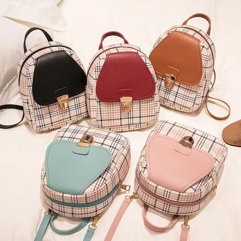 nouveau mini sac à dos bandoulière pour adolescente, sac à main à carreaux pour femme, sac à bandoulière pour téléphone, style coréen, nouveau modèle tendance pour femme