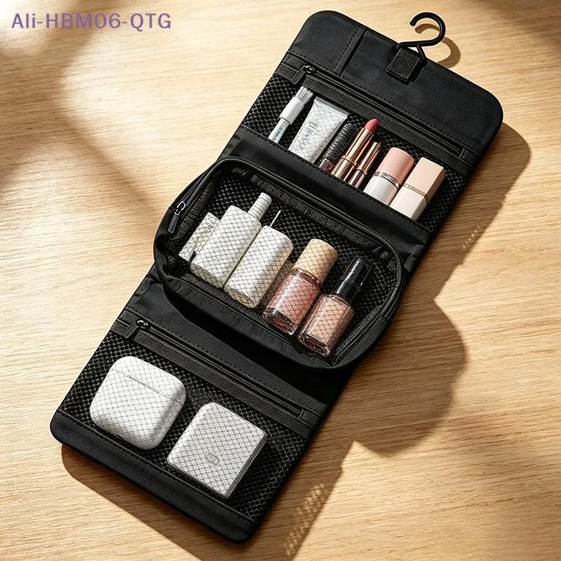 trousse de toilette pliable et détachable, grande capacité avec crochet, sac de rangement pour articles de toilette pour hommes en voyage d'affaires, sac de voyage pour cosmétiques pour femmes