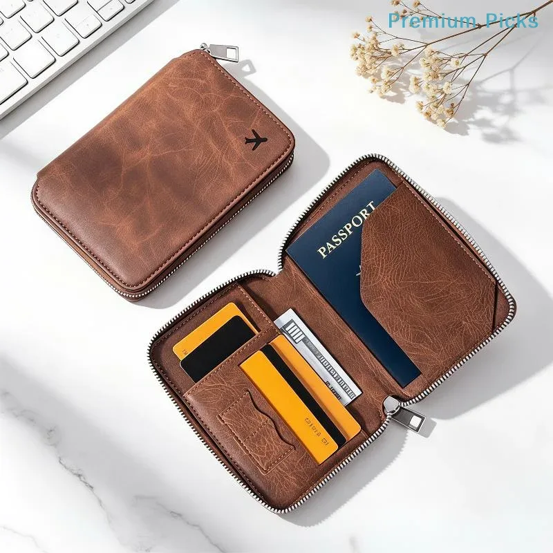 porte-passeport zippé portable, grande capacité, organisateur de cartes d'identité et de billets de voyage, porte-monnaie durable et portable pour les voyages de vacances