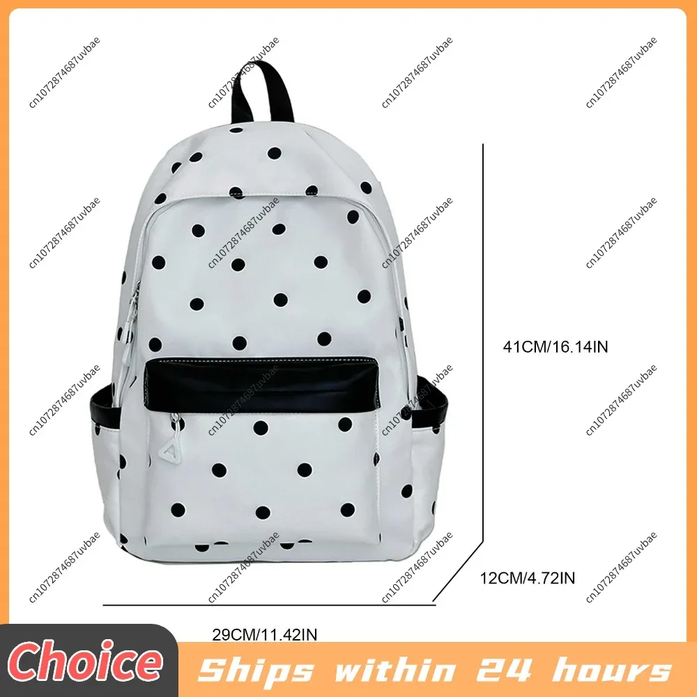 sac à dos esthétique à pois style preppy, sac à dos scolaire mignon et décontracté pour les étudiantes du primaire et du collège