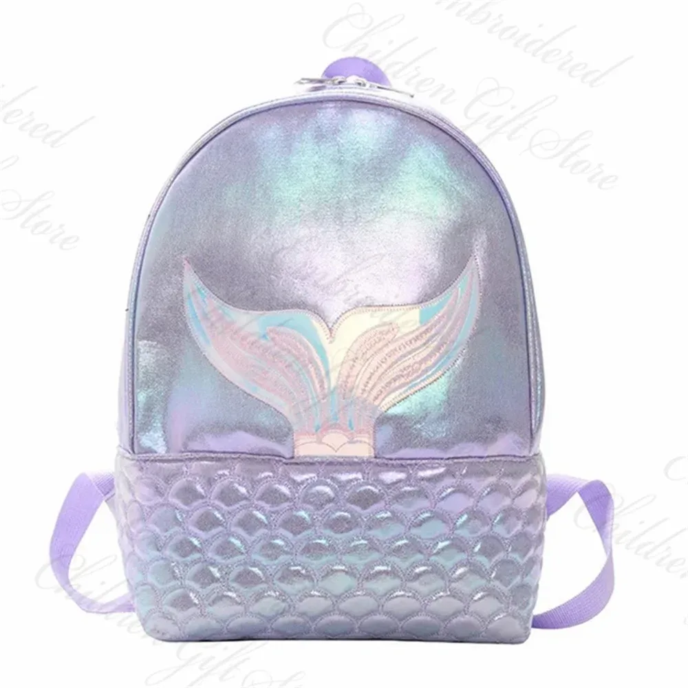 sac d'école pour fille motif sirène mignon, personnalisable avec nom, sac à dos de voyage pour collations, nom brodé, sac cadeau pour enfants