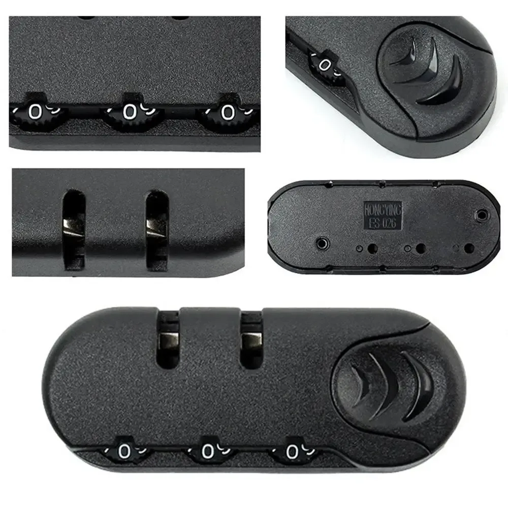 cadenas verrouiller plastique noir boutons numériques motif simple forme ovale usage voyage poids leger