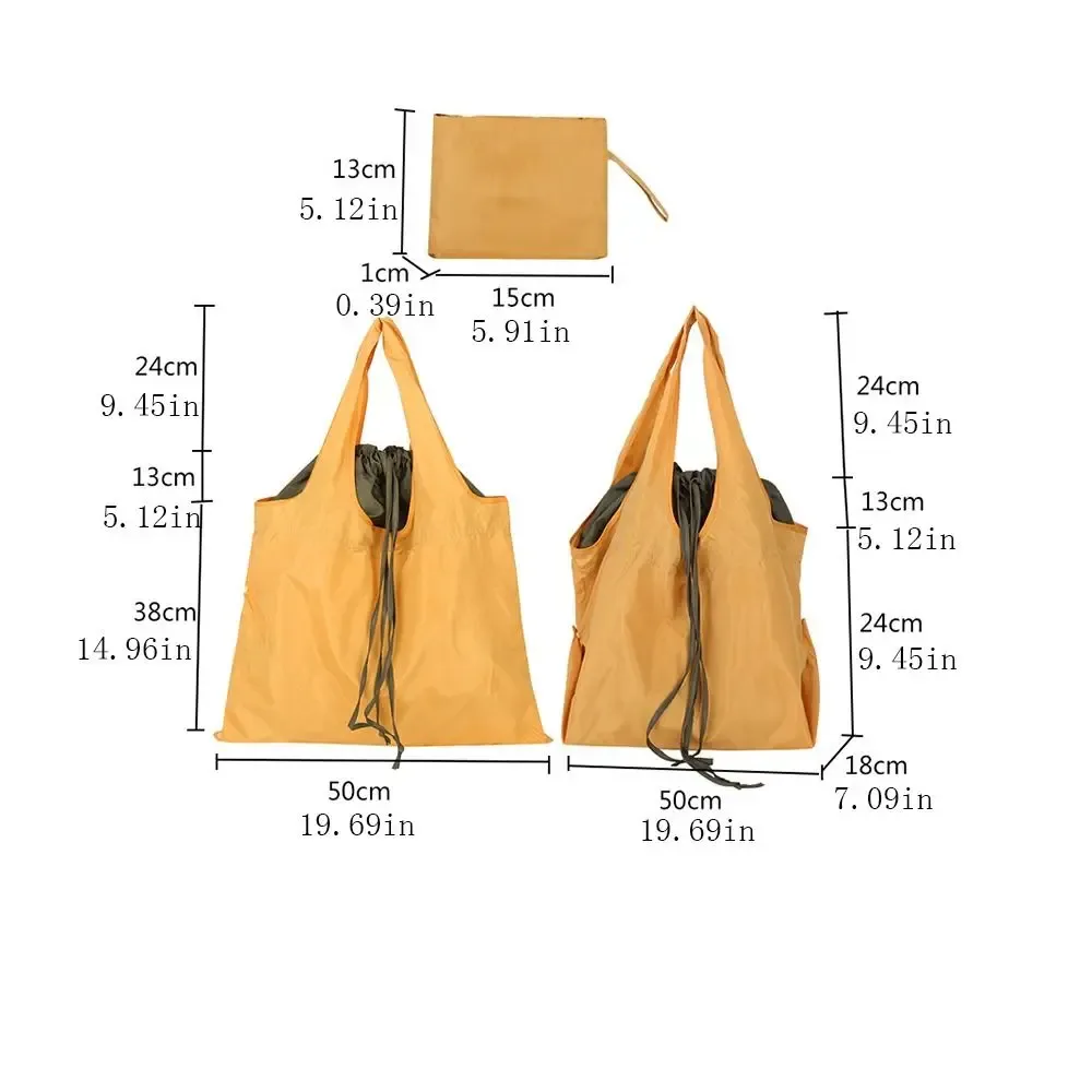 sac à main réutilisable avec cordon de serrage, sac de shopping en nylon imperméable, sac fourre-tout écologique, sac de shopping pliable de grande capacité