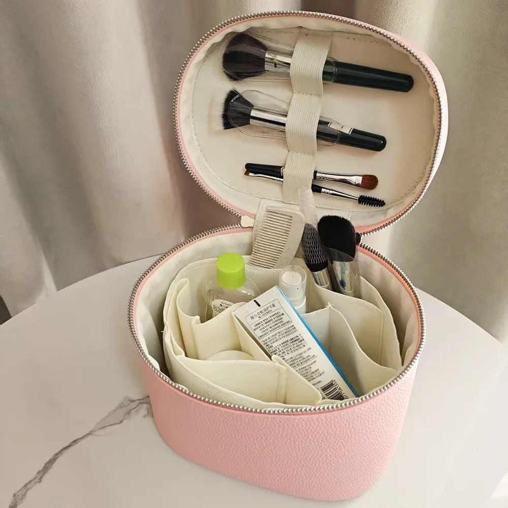 sac à cosmétiques personnalisé avec initiales pour femmes, grande capacité, accessoires de voyage féminins, trousse de maquillage avec poignée supérieure, rangement quotidien pour produits de beauté