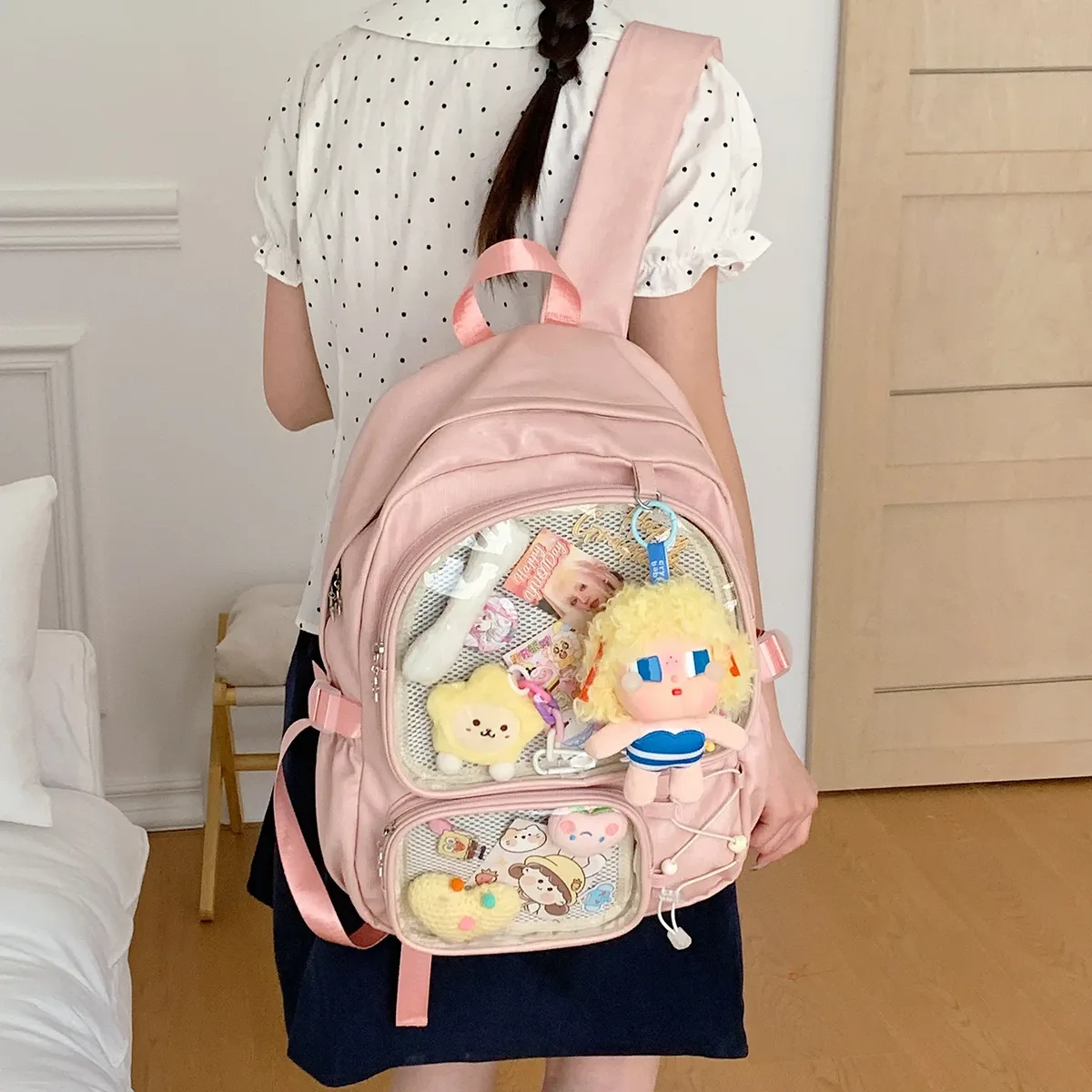 nouveau sac à dos décontracté de style coréen pour femme, sac à dos transparent y2k, sac ita kawaii doux et mignon