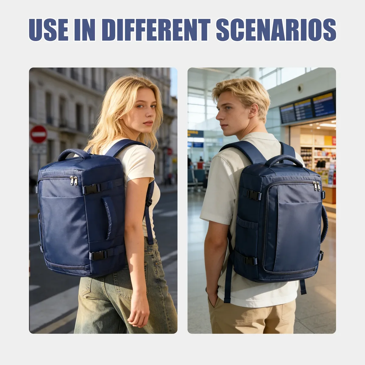sac dos nylon bleu marine décontracté compartiments multiples poche limon ceinture air sangles ajustables ultra léger voyager école