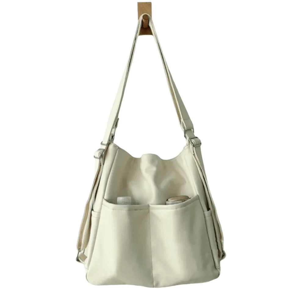 sac à dos de transport rétro portable de grande capacité, sac à bandoulière de voyage de couleur unie, sac à main décontracté pour étudiant