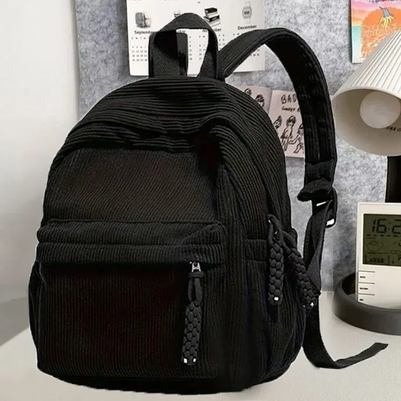 mini sac à dos en velours côtelé durable, sac à dos décontracté rétro avec plusieurs compartiments pour femmes, pour le quotidien, les voyages et le week-end