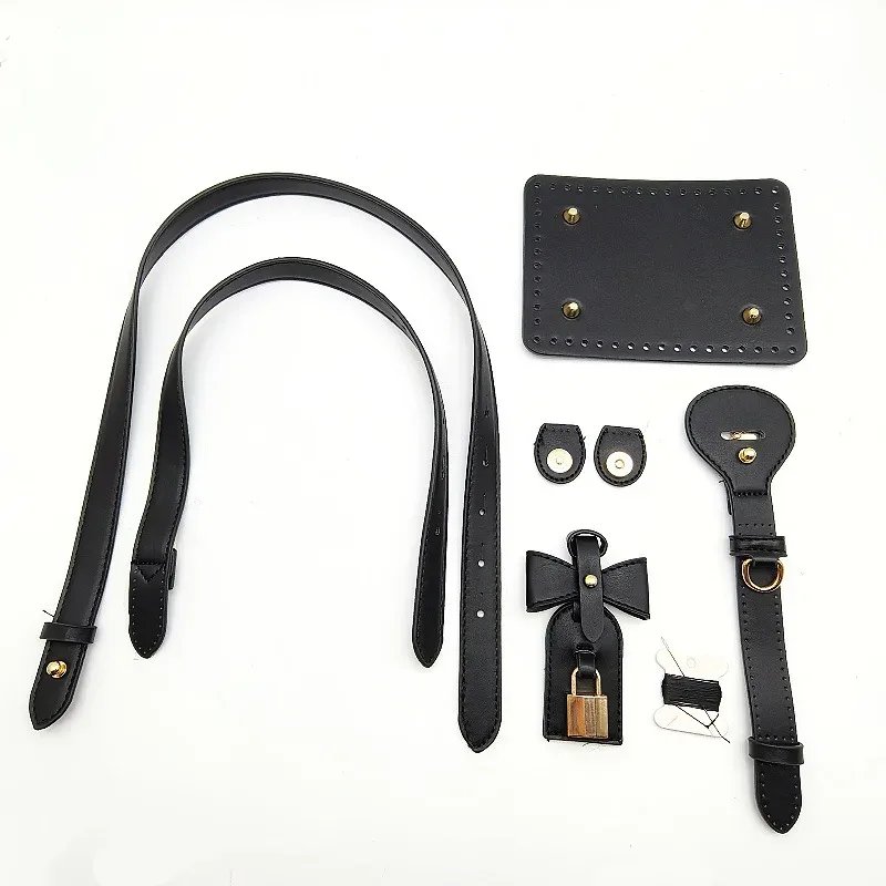 sac seau vintage fait main en paille tressée avec accessoires en cuir pu, bandoulière simple pour sac à bandoulière ou sac croisé