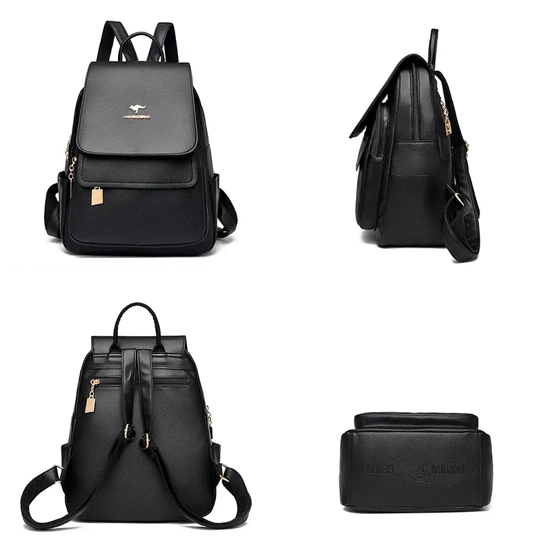 sac à dos en cuir de bonne qualité pour femmes, sac à dos de voyage de grande capacité, sacs d'école à la mode, sac à bandoulière mochila, nouvelle collection 2026