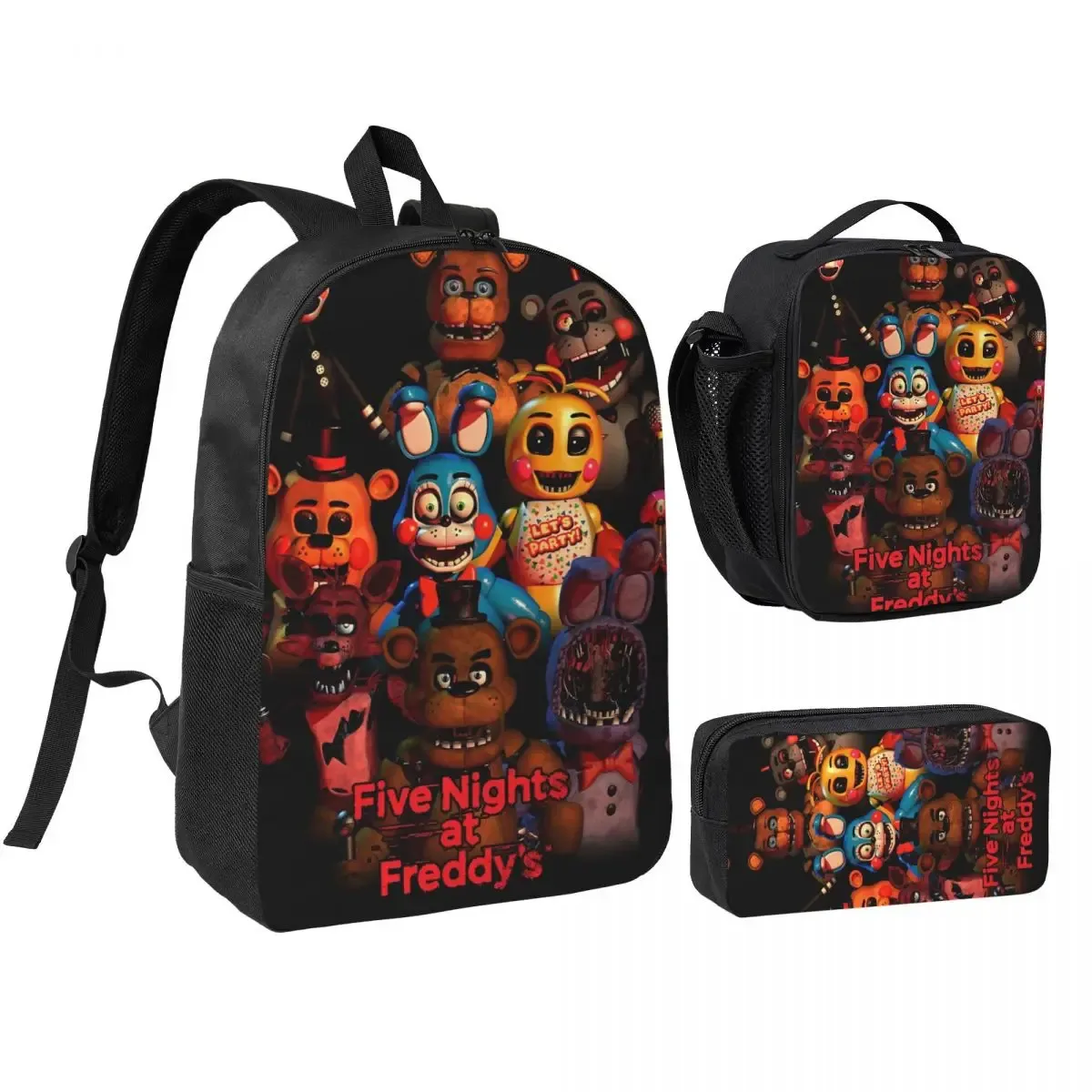 sac dos polyester noir motif clown stylistique bourse déjeuner trousse stylos accessoires voyage étudiant retour école portable